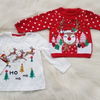 Коледен пуловер 1-2-3 години, снимка 4 - Бебешки блузки - 30815595