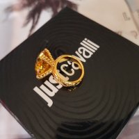 Just Cavalli-оригинален нов,18к.позлатен пръстен със естествен цитрин, снимка 6 - Пръстени - 35373774