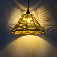 Винтидж висяща лампа с плътно конопено въже E27, снимка 3 - Лампи за таван - 44498100