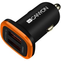 Зарядно за кола 12-24V за телефон CANYON CNE-CCA02B, Smart IC Технология и 2 USB Изхода 5V-2.1A, снимка 1 - Кабели и адаптери - 30497430