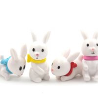 4 бр зайче зайчета заек  Великден пластмасови PVC фигурки топер за игра и украса торта макети, снимка 1 - Фигурки - 31643340