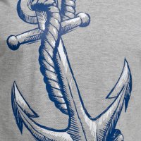 Нова мъжка сива тениска с трансферен печат Голяма котва, морска, снимка 10 - Тениски - 29954045