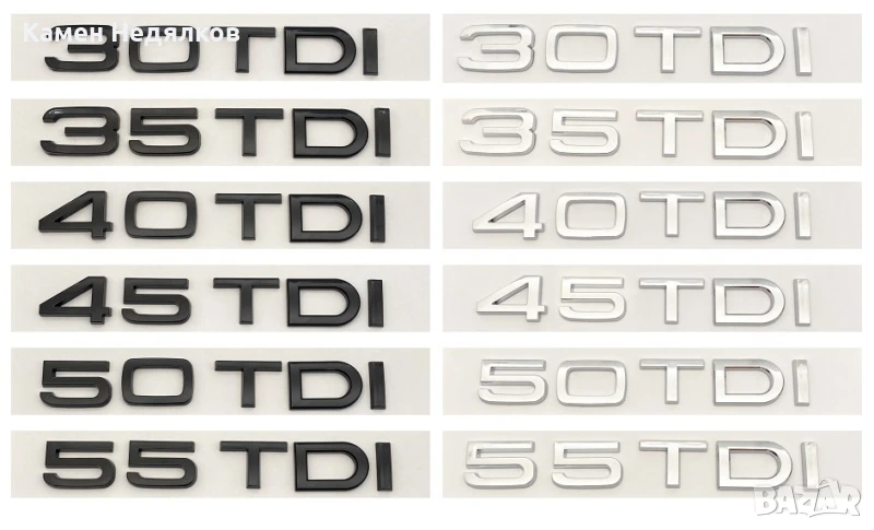 Емблема 30TDI 35TDI 40TDI 45TDI 50TDI 55TDI за Ауди Черна Хромирана, снимка 1