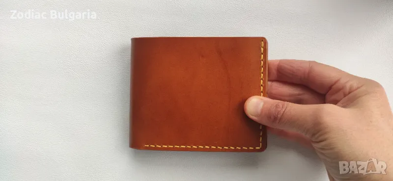 Минималистичен кожен портфейл за мъже, ръчна изработка., снимка 1