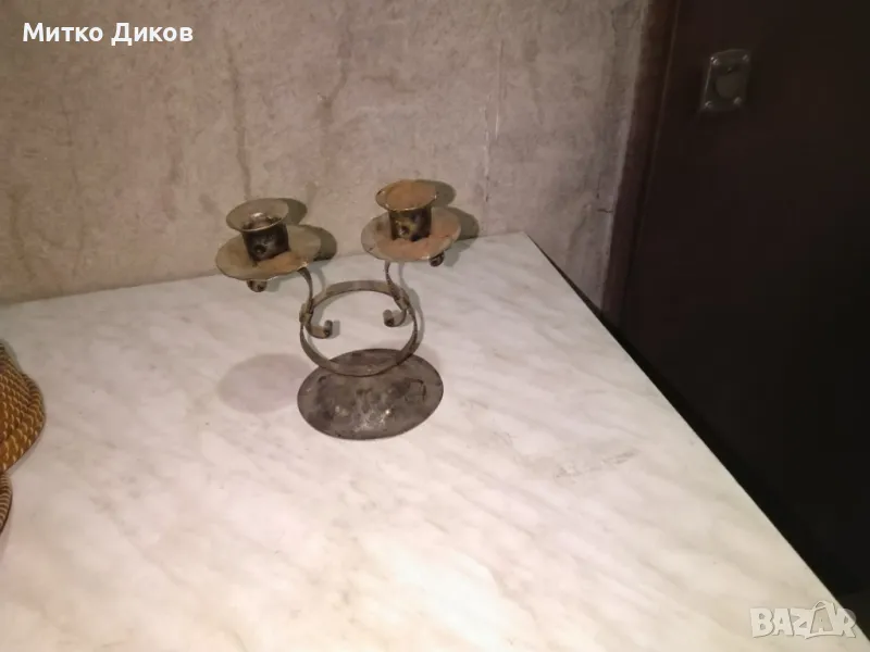 Свещник от ковано желязо – ръчна изработка-двойка, снимка 1