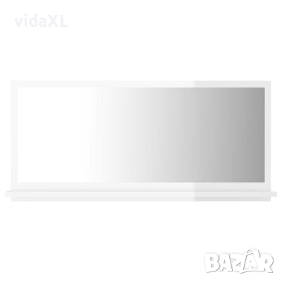 vidaXL Огледало за баня, бял гланц, 80x10,5x37 см, ПДЧ（SKU:804577, снимка 1