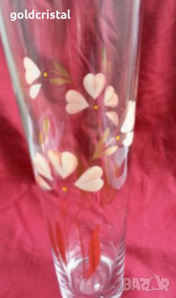 Ретро стъклена ваза  с позлата , снимка 1
