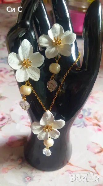 НОВ 💯 к-т с естествени перли 💯, снимка 1