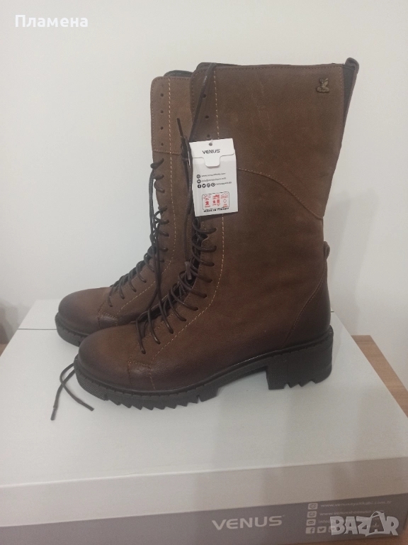 Боти естествена кожа набук 38 номер, снимка 1