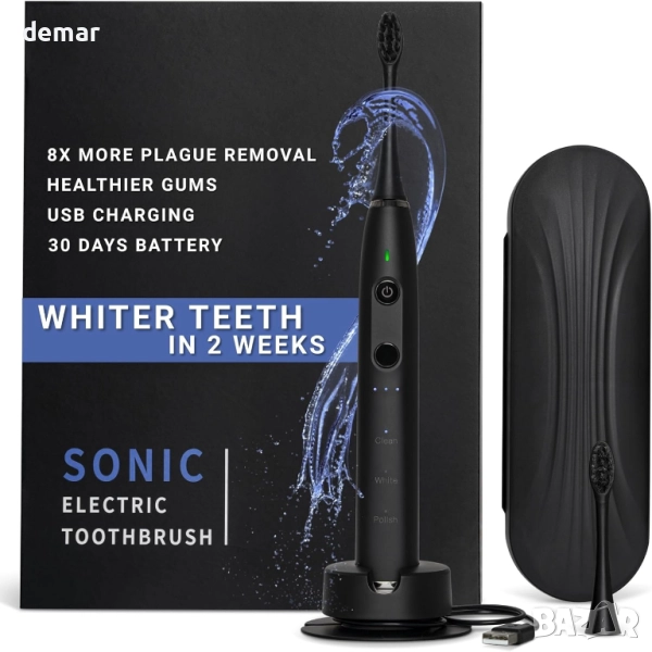 Електрическа четка за зъби, за избелване на зъби, 3 режима, калъф, снимка 1