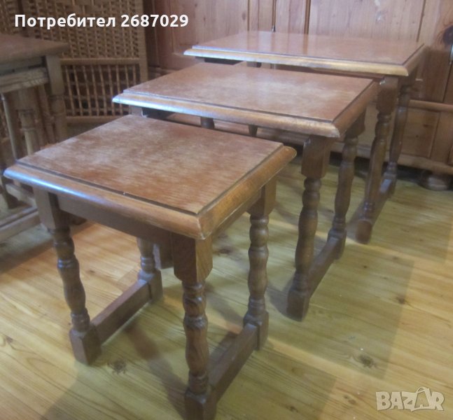 3 маси комплект, дървена маса, три броя, мебел, снимка 1