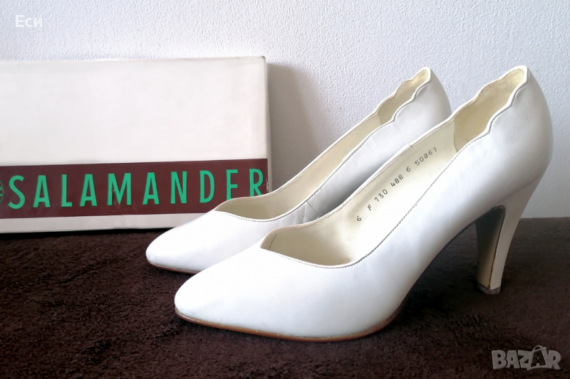 Бели официални кожени обувки Salamander № 38.5, UK 6 - нови, снимка 1