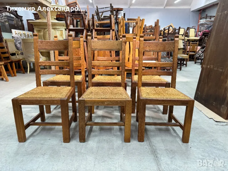 Комплект трапезни столове от дъбов масив, снимка 1