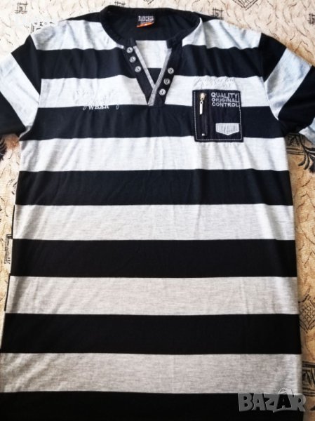 Мъжка сива блуза с къс ръкав и копчета, снимка 1