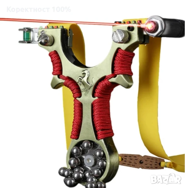 много яка прашка с лазер, нивелир и магнит за сачмите, снимка 1