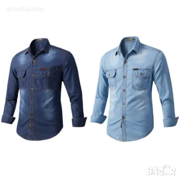 Ежедневна мъжка дънкова риза с дълъг ръкав, 2цвята , снимка 1