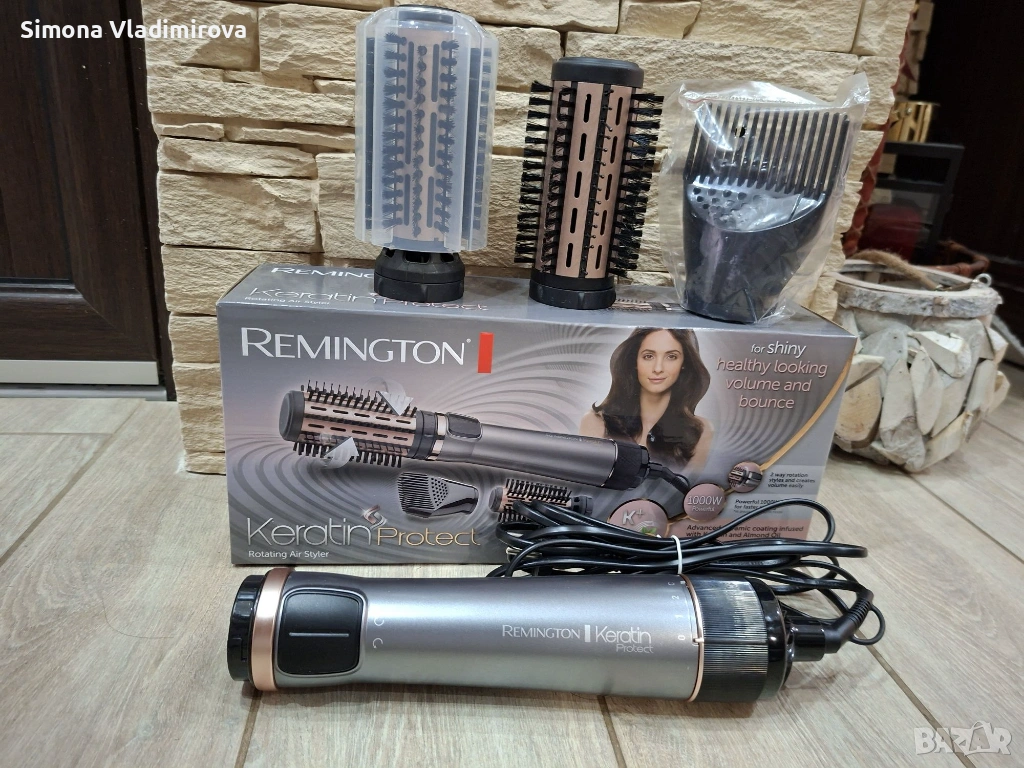 Нова! Четката за сушене и стилизиране Remington AS8810 Keratin Protect е изключително щадяща! Основи, снимка 1
