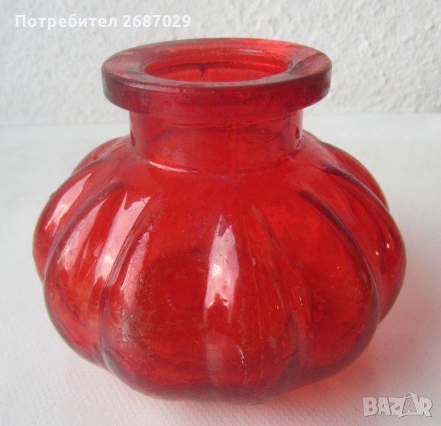 СТАРА СТЪКЛЕНА МАСТИЛНИЦА червена мастилница стъкло, снимка 1
