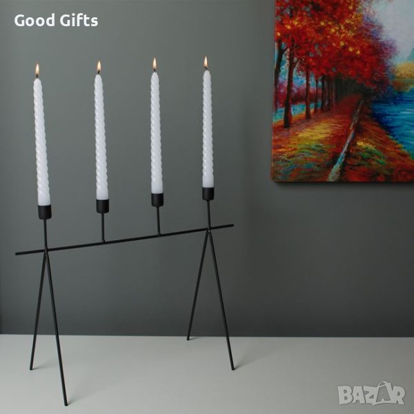 Висок метален свещник, 4 места за свещи, снимка 1