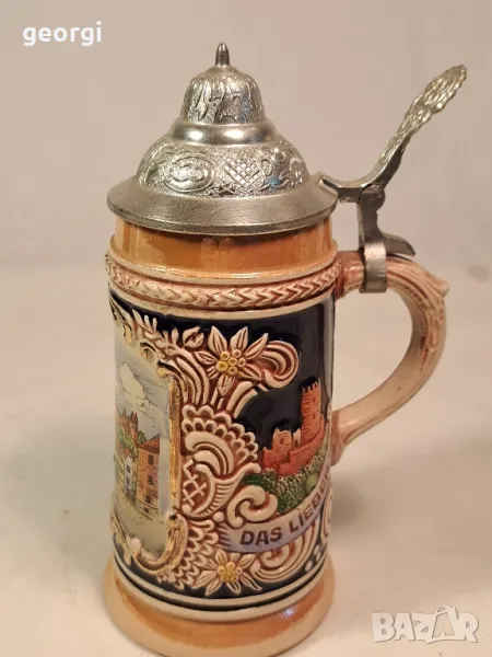 немска колекционерска халба с калаен капак 25/4, снимка 1