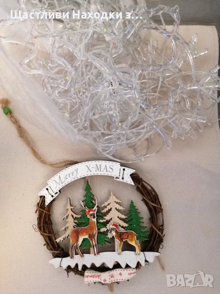 Светеща Коледна украса за прозорец с лампички, снимка 1