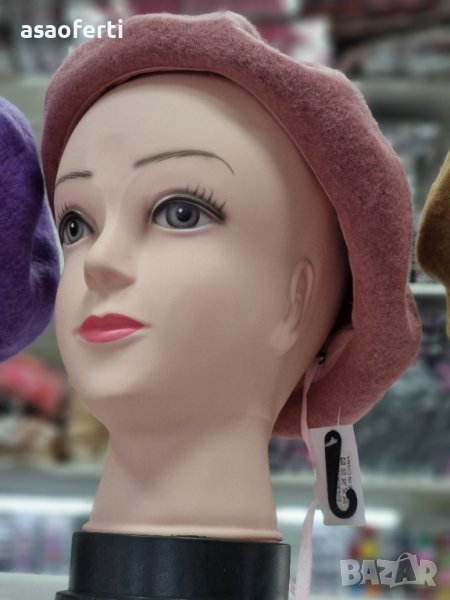 Шапка барета в тъмно розов цвят, снимка 1