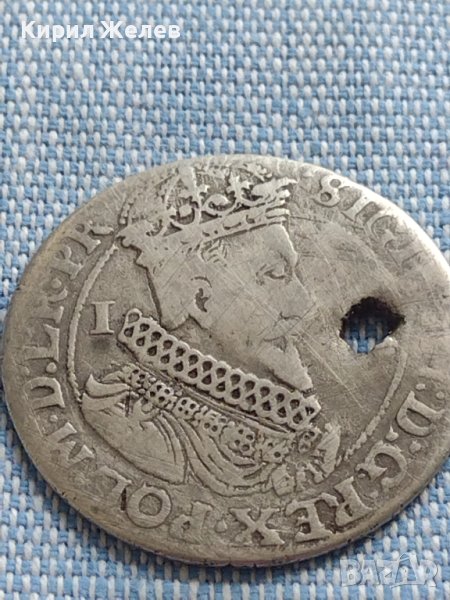 Сребърна монета 16 гроша 1623г. Сигизмунд трети Данциг 5184, снимка 1