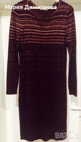 Красива рокля с бляскави асиметрични раета, снимка 1