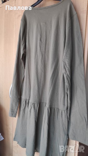 Нова рокля от памук цвят маслено-зелен, снимка 1