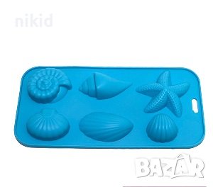 6 средни морски мида рапан морска звезда дълбоки силиконов молд форма за торта гипс сапун бонбони, снимка 1