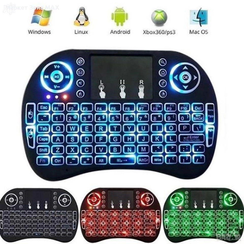 RGB Безжична мини клавиатура, Светеща, Mini Wireless Keyboard, снимка 1