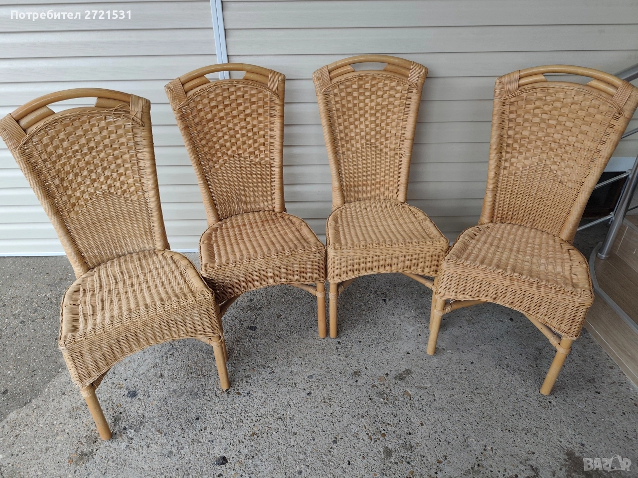 4 броя столове от естествен ратан, снимка 1