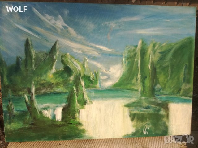 Art Deco Масло бои платно 100-70см авторска от германия, снимка 2 - Картини - 36696272