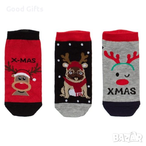 3 чифта Дамски Коледни чорапи, Къси, 36-42н