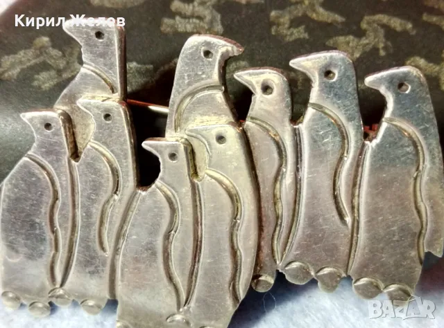 ПРЕКРАСНА ФИГУРАЛНА СРЕБЪРНА БРОШКА ПИНГВИНИ СРЕБРО 925 MEXICO АВТОРСКА РЪЧНА АРТ ИЗРАБОТКА 47967, снимка 6 - Други - 48476916