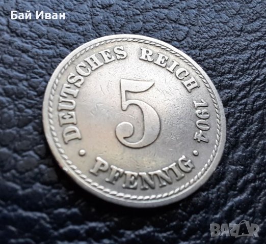 Стара монета 5 пфенига 1904 г.буква  А - Германия  - рядка,топ цена !, снимка 5 - Нумизматика и бонистика - 39740610