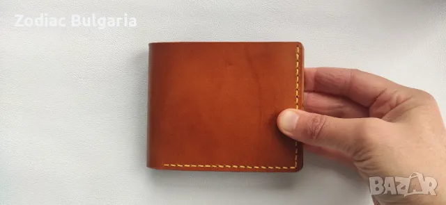 Минималистичен кожен портфейл за мъже, ръчна изработка.