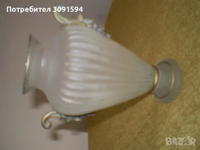 Ретро ваза амфора матово стъкло с позлатени орнаменти, снимка 8 - Антикварни и старинни предмети - 50204386