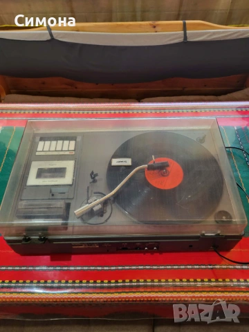 Ретро грамофон с касетофон – винтидж аудио система, снимка 2 - Антикварни и старинни предмети - 54292643