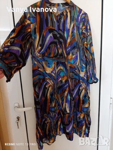 Шарена рокля 30% коприна, снимка 5 - Рокли - 51319042