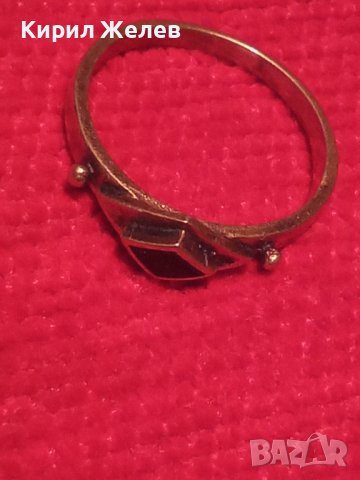 СТАРИНЕН БРОНЗОВ ПРЪСТЕН с РОМБОИДЕН ШЛИФОВАН ЧЕРЕН ОНИКС МАЙСТОРСКА РЪЧНА АРТ-ДЕКО ИЗРАБОТКА 8487, снимка 10 - Антикварни и старинни предмети - 34831035