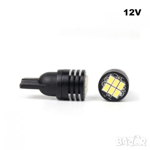 LED крушки T10 12V 6000K 6 SMD 2 броя с бяла светлина