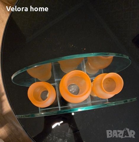 Стъклена ваза с три вази УНИКАЛЕН МОДЕЛ, снимка 4 - Вази - 52840080