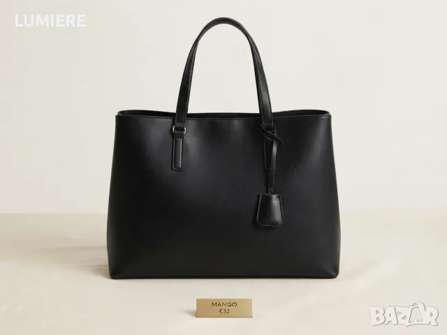 👜 Голяма черна дамска чанта Mango
