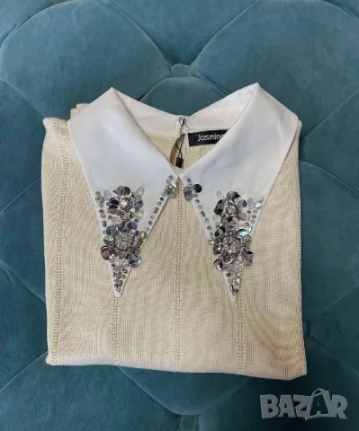 блуза с яка и камъни , снимка 2 - Блузи с дълъг ръкав и пуловери - 50395889