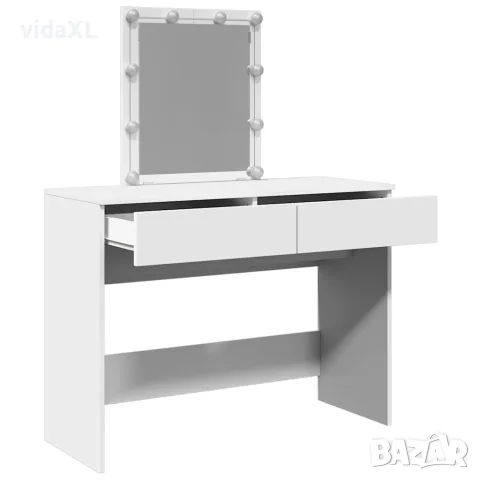 vidaXL Тоалетка с LED, бяла, 100x40x130 см, снимка 9 - Тоалетки - 56148273