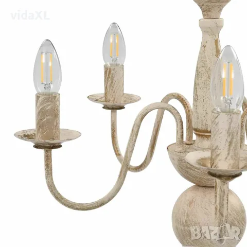 vidaXL Полилей, антично бяло, 5 х Е14 крушки, снимка 4 - Полилеи - 56146566