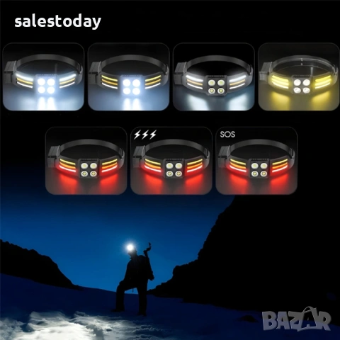 Челник със сензор LED, SOS, снимка 2 - Аксесоари и консумативи - 54339661