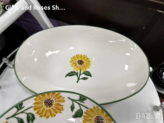 Весели и слънчеви чинийки, купи и плата със Слънчогледи - керамика, снимка 6 - Чинии - 52918282