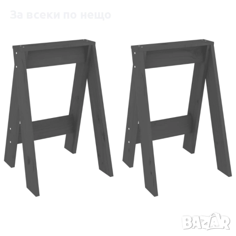 Табуретки, 2 бр, сиви, 40x40x60 см, борово дърво масив Код P1164